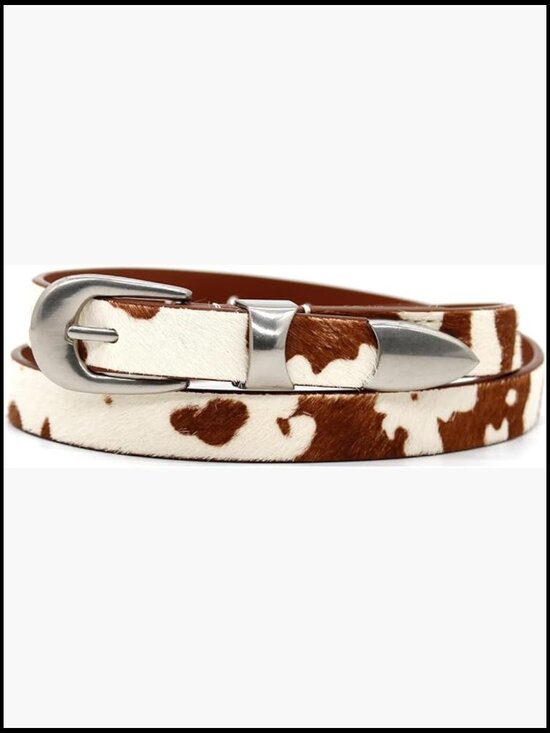 Genuine Cowhide Leather Belt with Horsehair Pattern Western Style main image 4